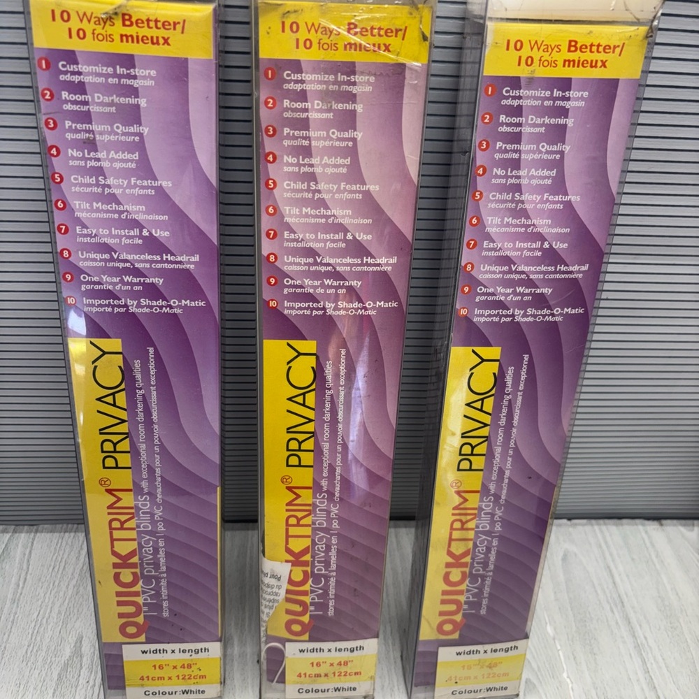 Quick Trim PVC Privacy Blinds - Brand New/ White